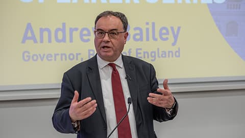 Andrew Bailey delivering a speech