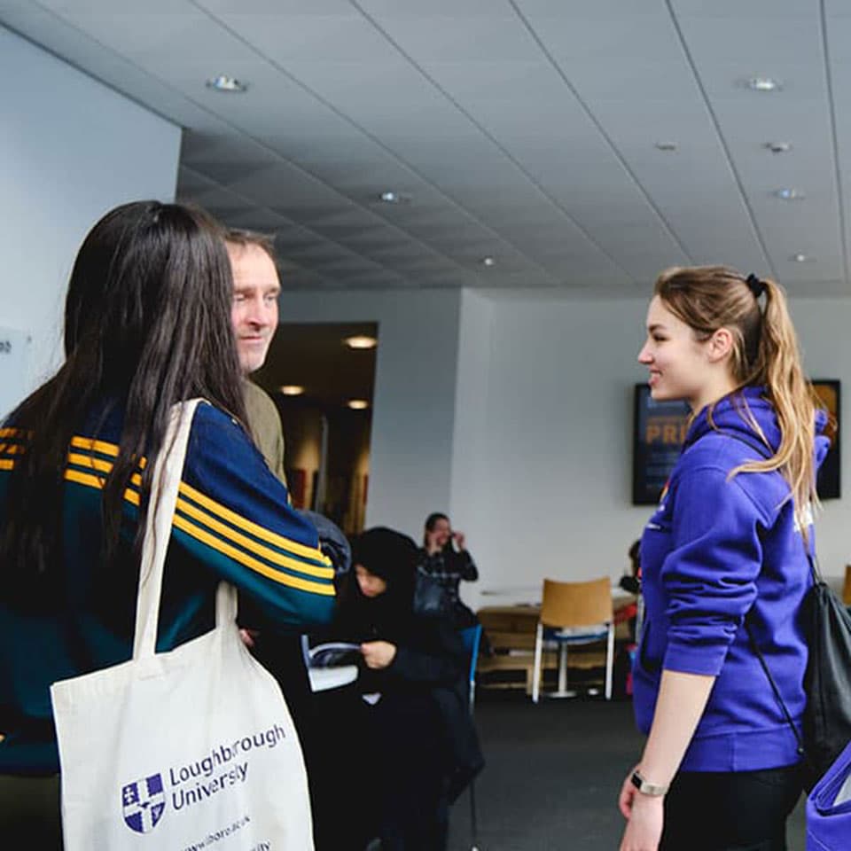 Katrina Cranfield, one of our Women in Science student ambassadors, speaking with parents and students at an open day