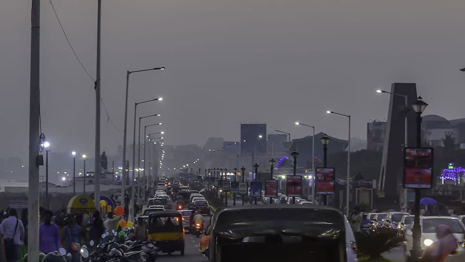 Rush hour traffic in Vishakhapatnam City, Vizag, India