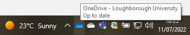 Screen shot to show OneDrive in the taskbar