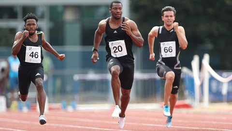 three athletes running