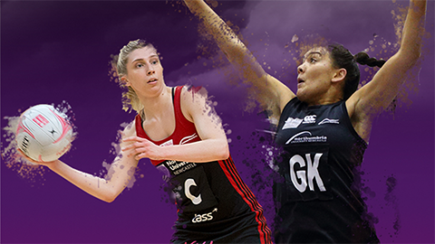 an illustration of two netball players