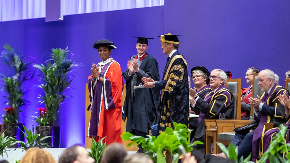 Ebony Rainford-Brent receiving her honorary degree.