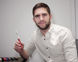 Simon Enever with the byDEFAULT toothbrush range