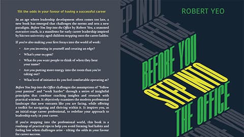 A screenshot of the front and back cover of the book 'Before You Step Into The Office' by Rob Yeo.