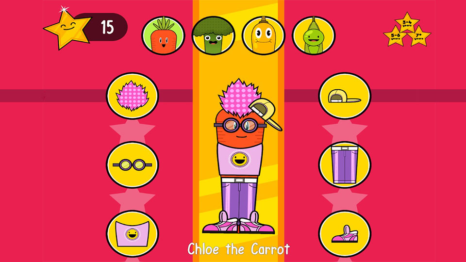 Pictured is Chloe the Carrot - a character on the Vegetable Maths Masters game. 