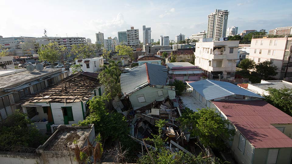 Damage from Hurricane Maria, San Juan, Puerto Rico. Source: Getty Images.