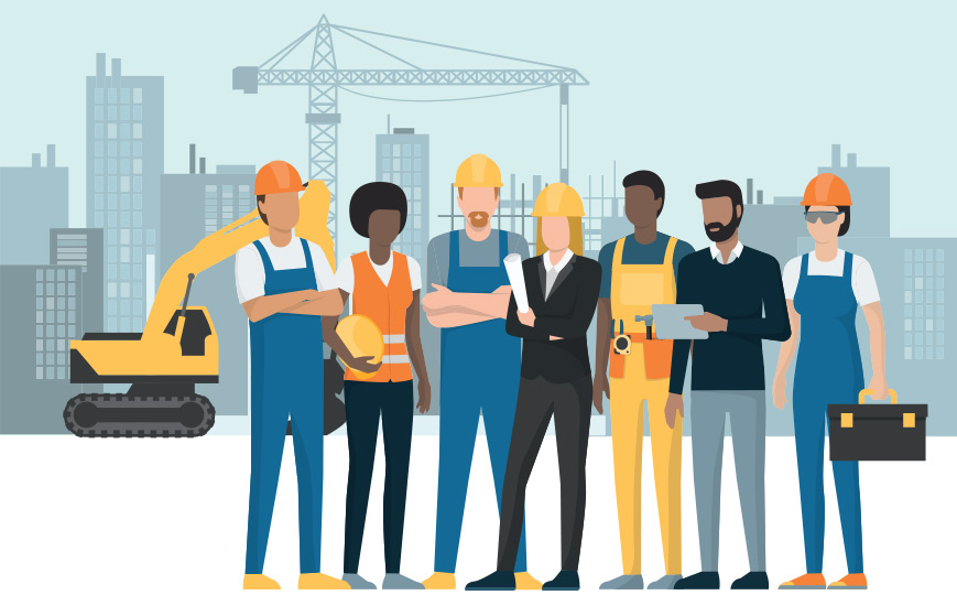 Illustration of people in construction. 