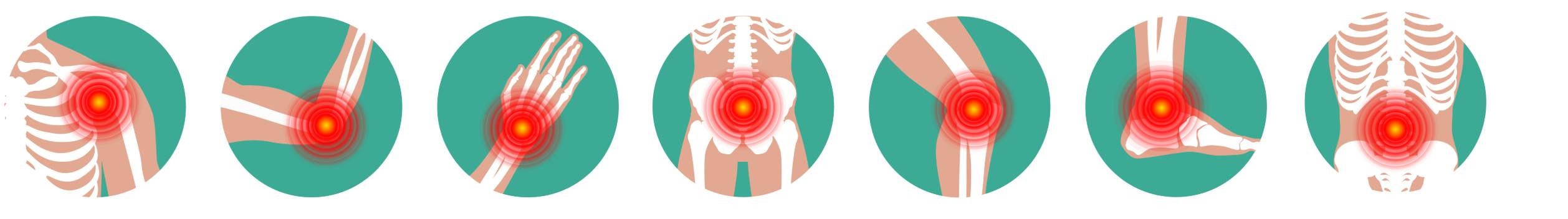Icons showing different body parts with bone issues