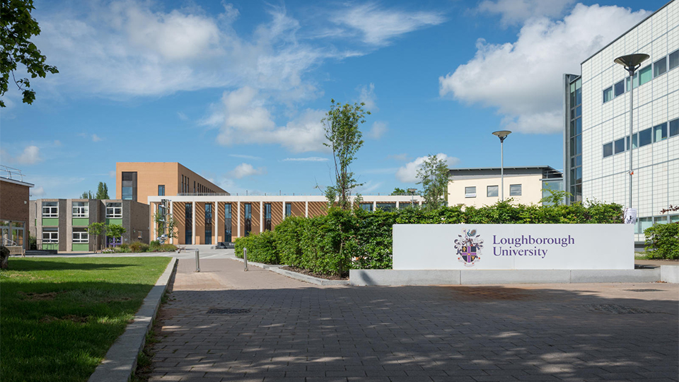 Photo of the entrance near to Shirley Pearce Square with the Loughborough University logo