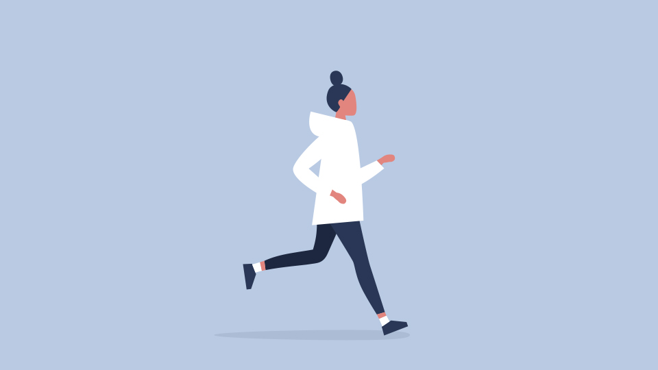 A drawing of a woman running 