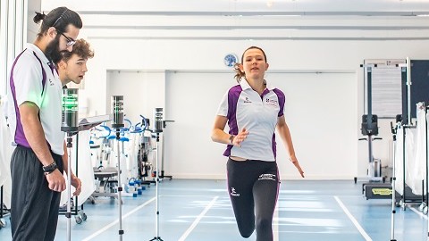 An athlete is analysed by sports scientists 