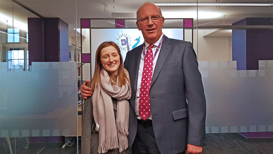 Pictured is Mia Beeson and University Vice-Chancellor Professor Robert Allison.