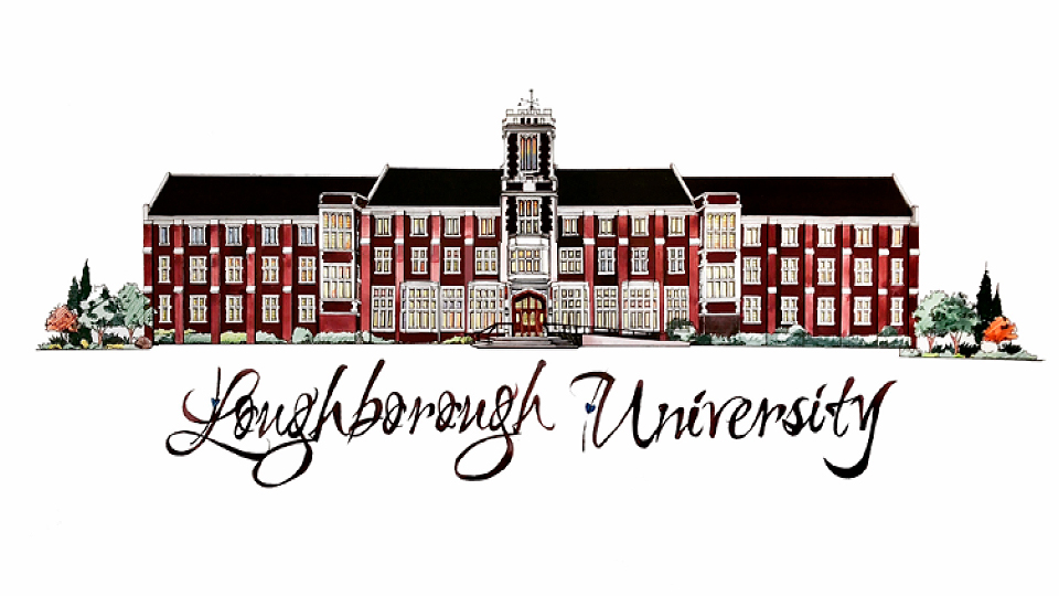student drawing of Hazlerigg Building used for 2018 University Christmas card