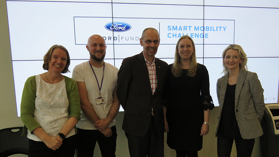 photo of Loughborough academics and Debbie from Ford at the launch presentation