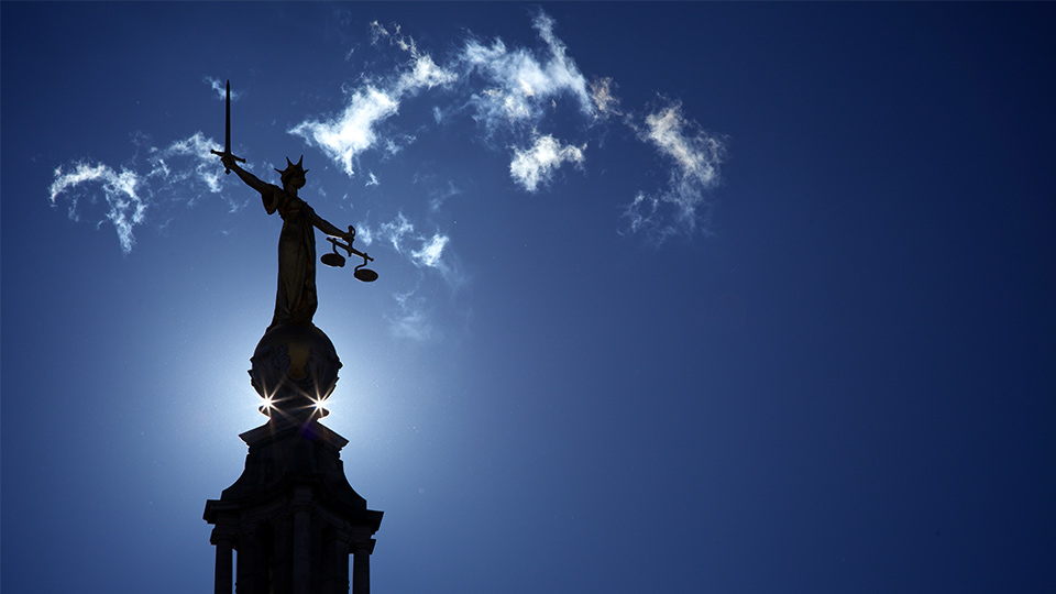 Pictured is Lady Justice outside the Old Bailey. 