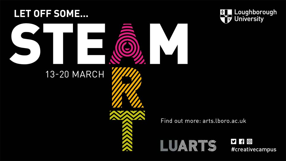 black banner with LU Arts 'STEAM Week' 
