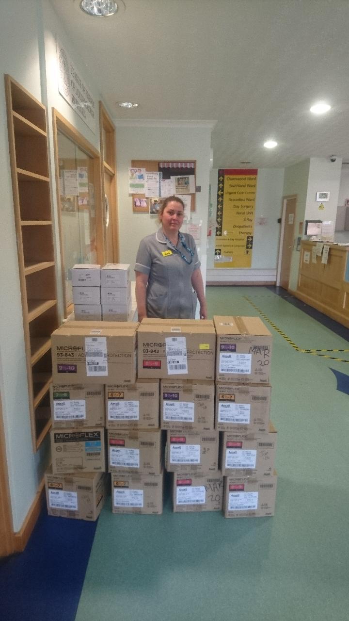 Photo of the University's PPE donations for Loughborough Hospital
