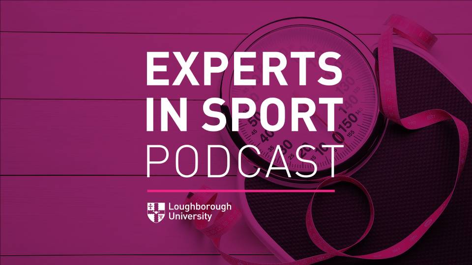 the latest experts in sport podcast logo that shows weighing scales 