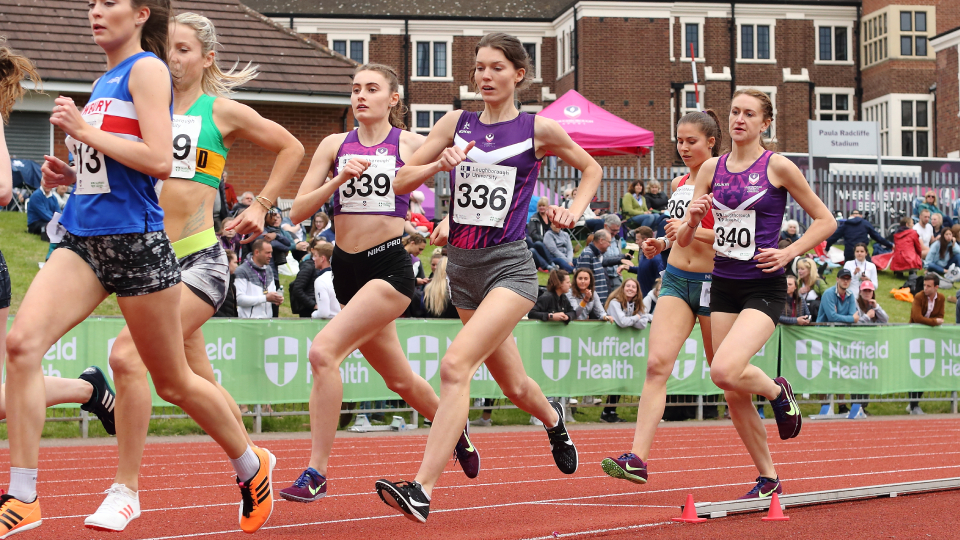 Athlete Abbie Donnelly competes in the Women's 1500m race