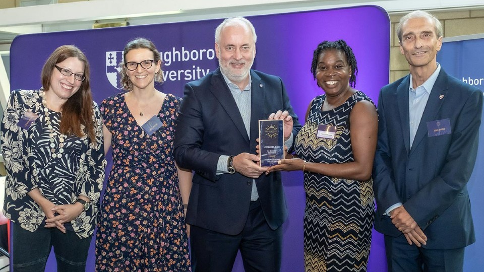 Colleagues from the Inclusive Engineering Excellence Hub receiving the Vice Chancellor’s Award for Advocates and Allies from Vice Chancellor Professor Nick Jennings.