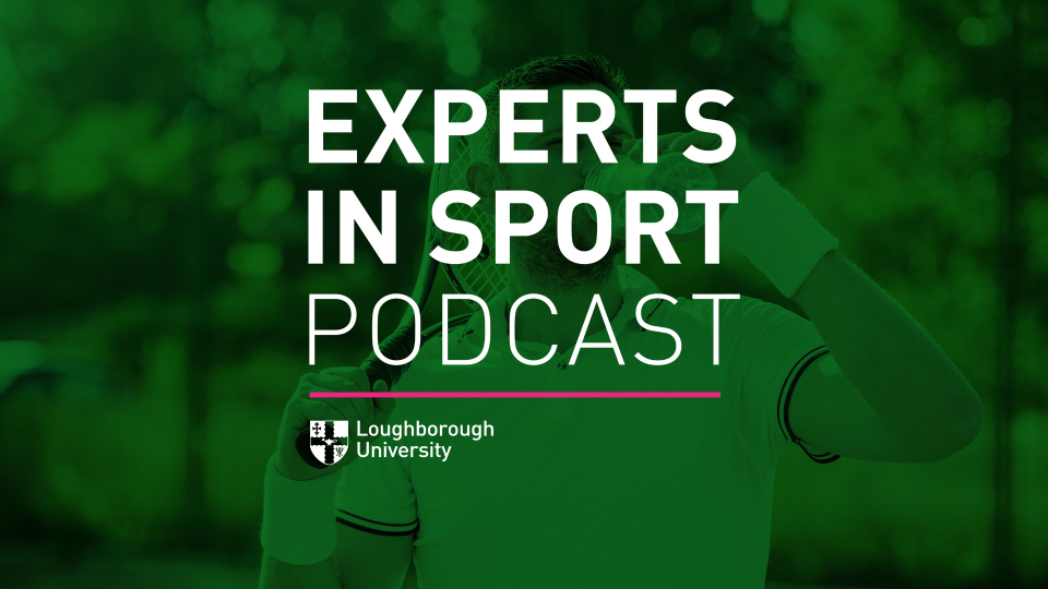 the latest experts in sport podcast graphic that shows a tennis player
