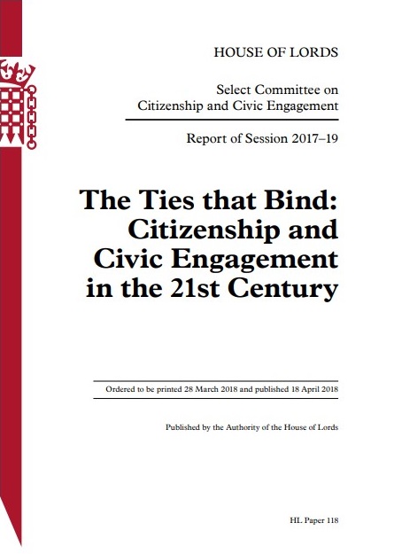 A House of Lords paper on citizenship and civic engagement that received contributions from numerous Loughborough academics