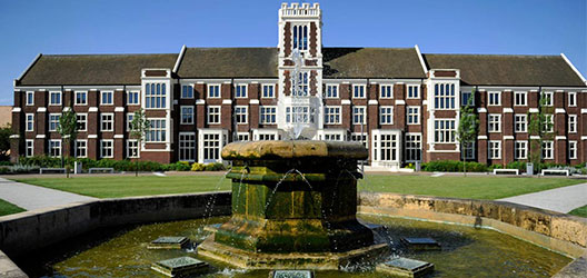 Pictured is Hazelrigg and the fountain. 