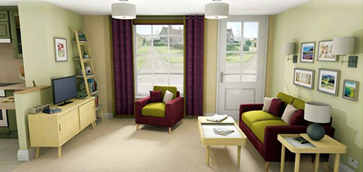 illustration of living room in the Dementia House