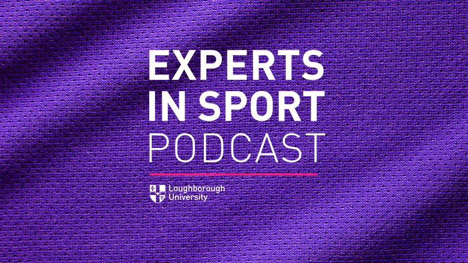 Experts in Sport logo overlaid on an image of purple material