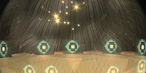 An image of a lab experiment, showing a starry ceiling effect