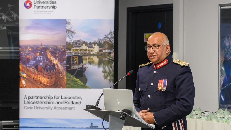 Mike Kapoor, the Lord Lieutenant of Leicestershire, welcomes the international partners to Leicestershire