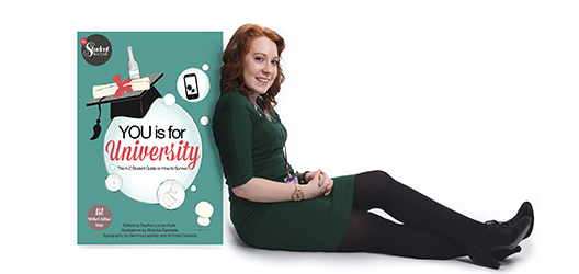 Pictured is Dr Sophie-Louise Hyde and the You is for University book. 