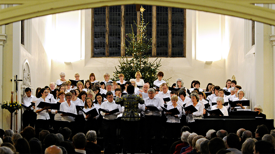 photo of the University Choir performing at previous Xmas concert