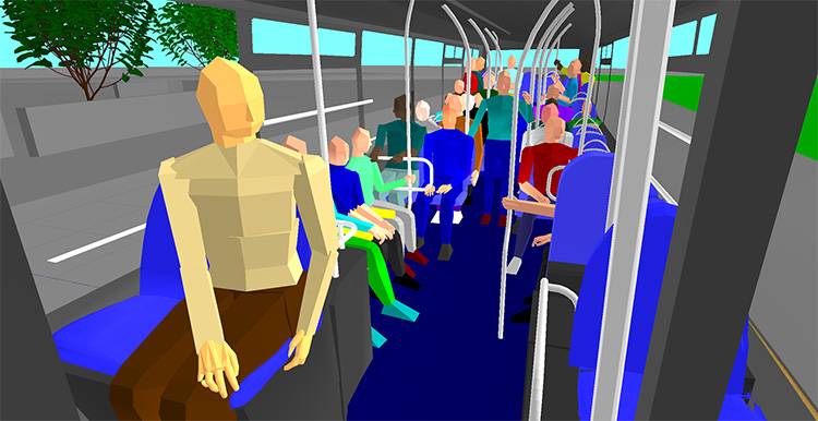 Postures replicated for bus passengers