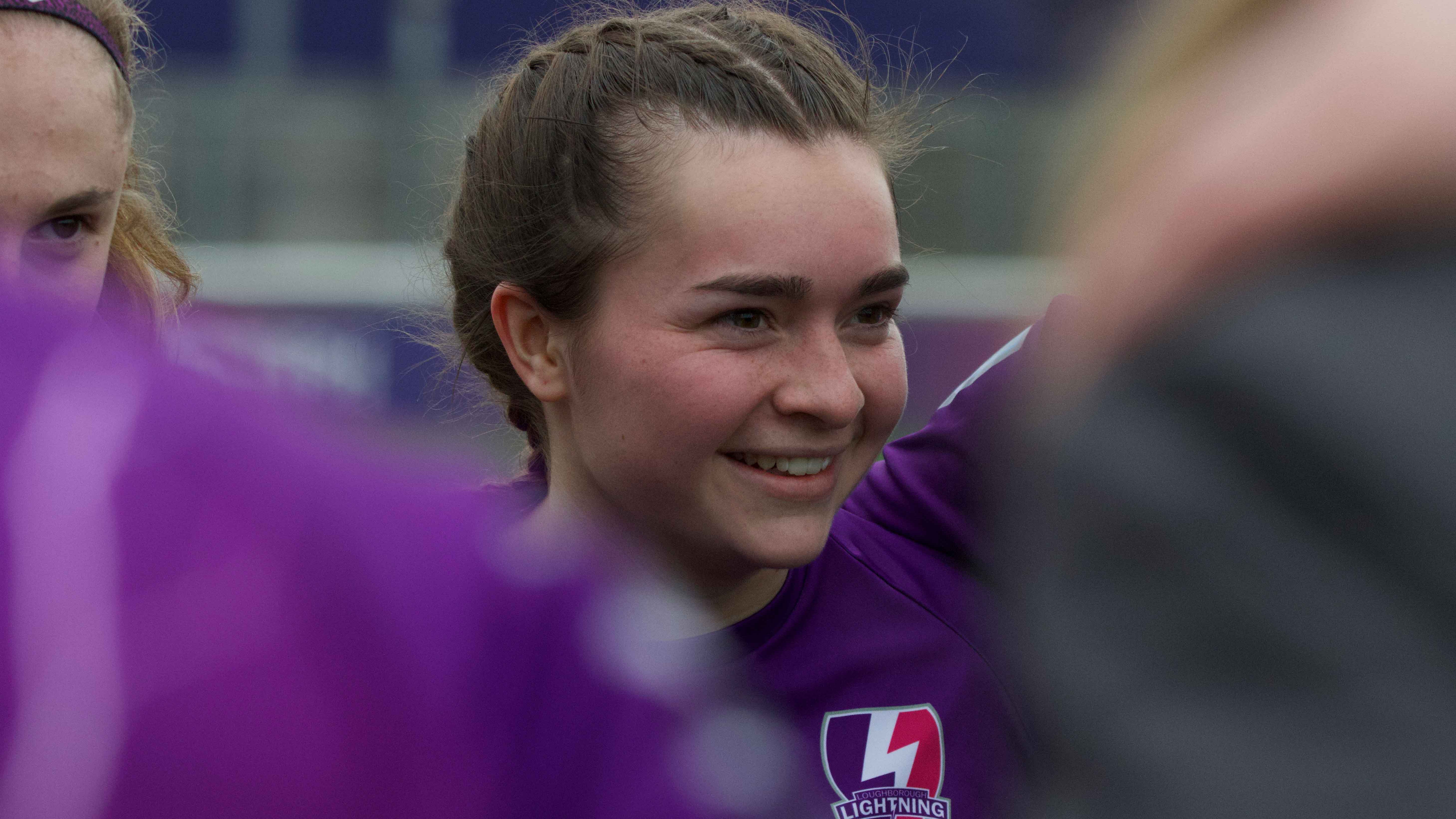 Close up of Alice on pitch