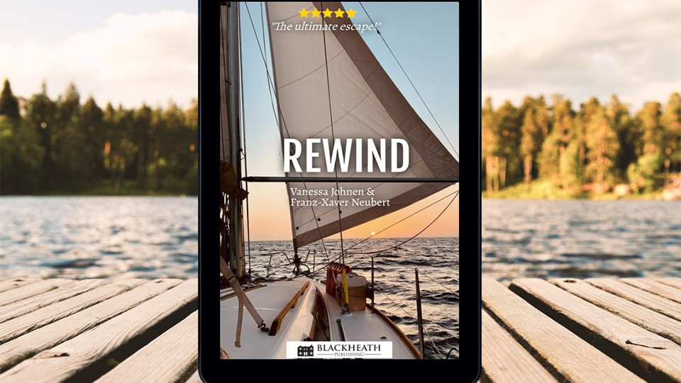 rewind book cover on a tablet