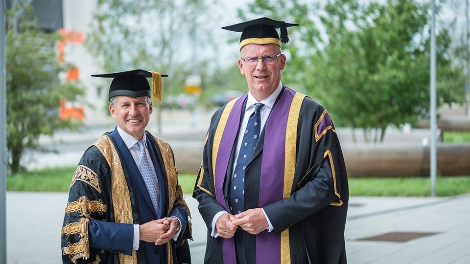 Loughborough University Chancellor Lord Sebastian Coe with Vice-Chancellor Professor Robert Allison.