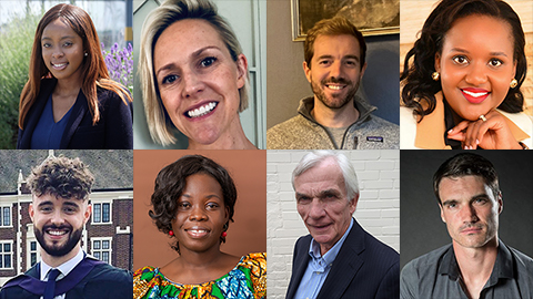 A montage of eight headshot photos of the new Alumni Advisory Board members