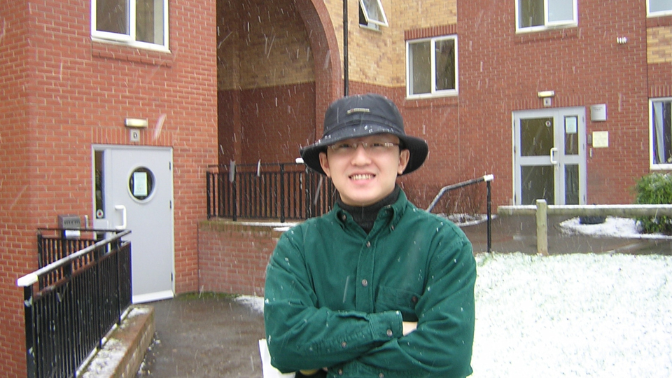 Paul in front of David Collett Hall, 2004