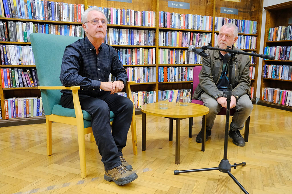  Author Bruce Pegg (left) and publisher Richard Houghton at Leicester's Central Library - photo Mark Healey