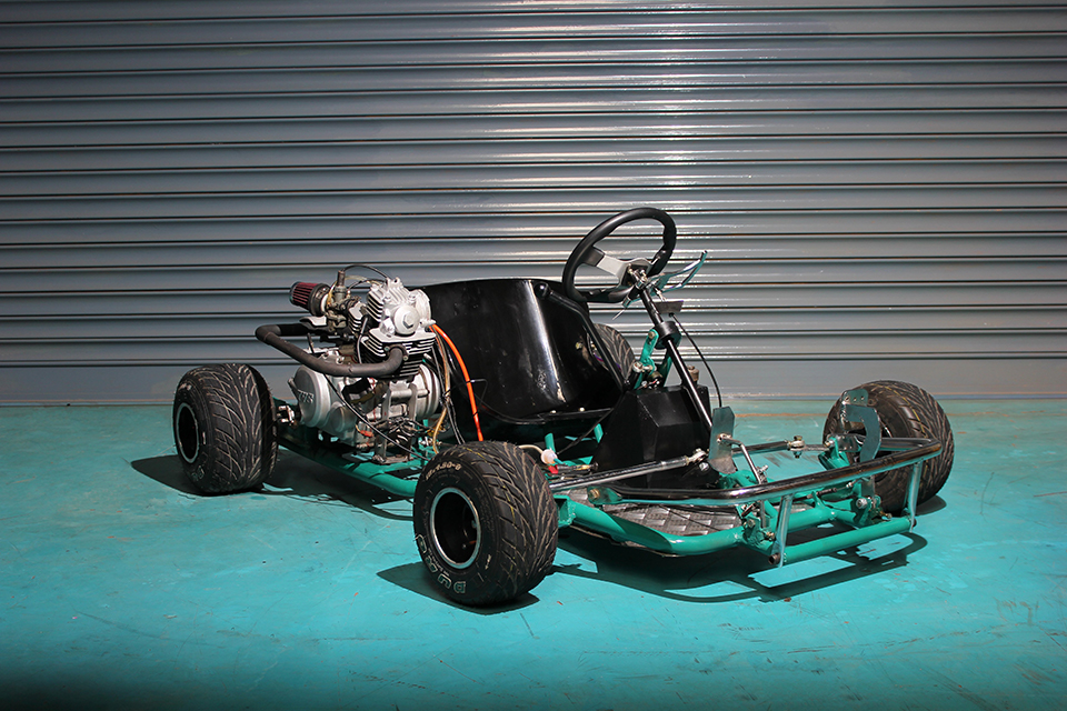 Pravin Rajan's go kart on an industrial background,