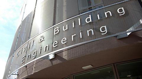 Side of a building with a sign on that reads Civil & Building Engineering