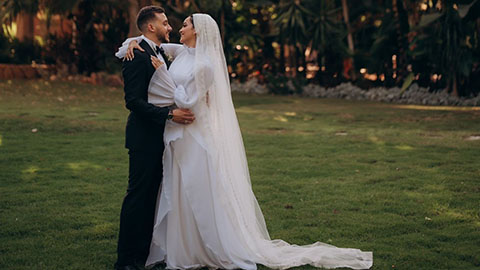 Zeyad and Nour on their wedding day.