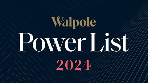 Black background with text reading: Walpole Power List 2024 in gold, white, and red