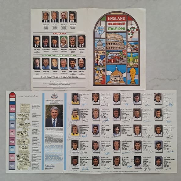 Pages from an England World Cup programme