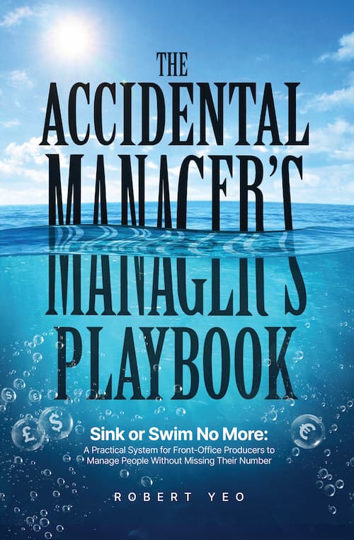 Front cover of The Accidental Manager's Playbook. There is blue sky and sea.