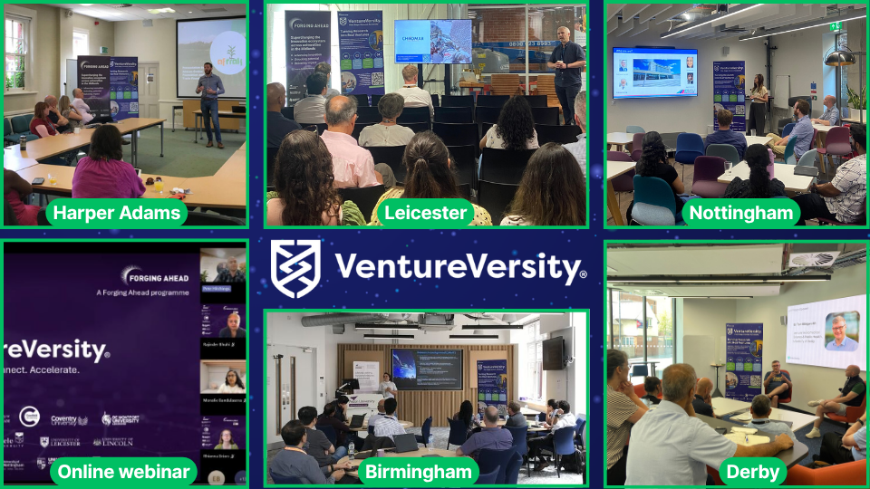 A collage of events with VentureVersity in the middle of the image.