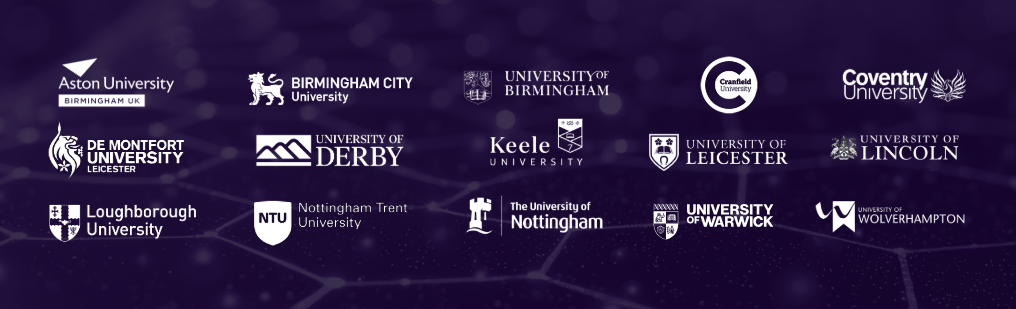 A selection of partner logos against a purple background