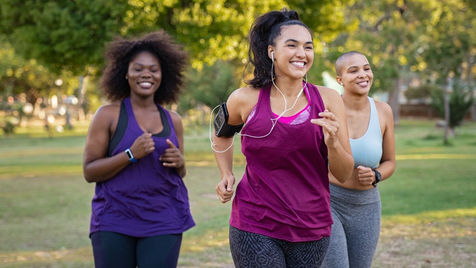 three women jogging